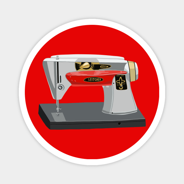 Red And Gray Sewing Machine Magnet by jenblove